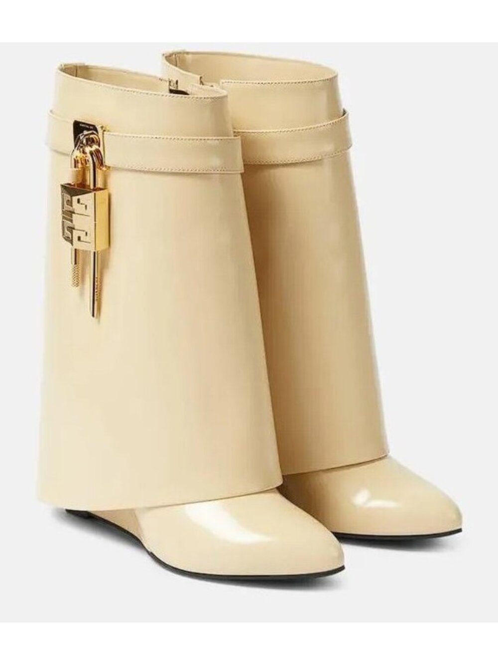 GIVENCHY Women's Shark Lock Leather Ankle Boots Size 8 In Blond